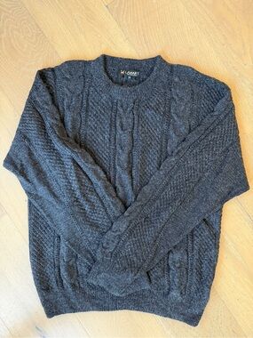 Charcoal Cable Crewneck Sweater for Men